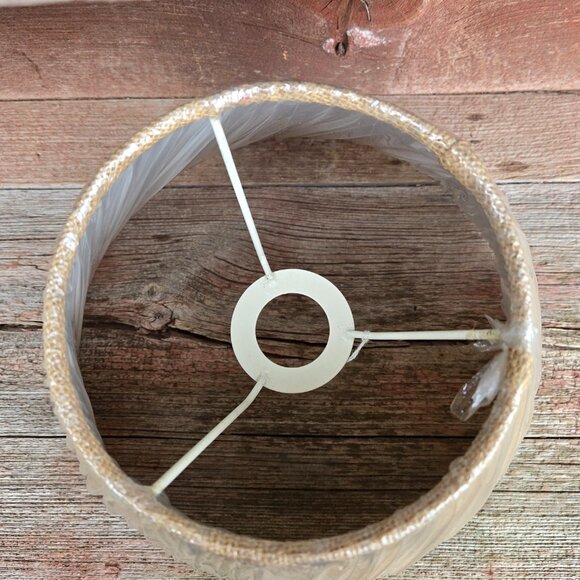 12 Inch Lamp Shade with Under the Bulb Mount White and Brown Tweed Country Décor - Picture 3 of 4